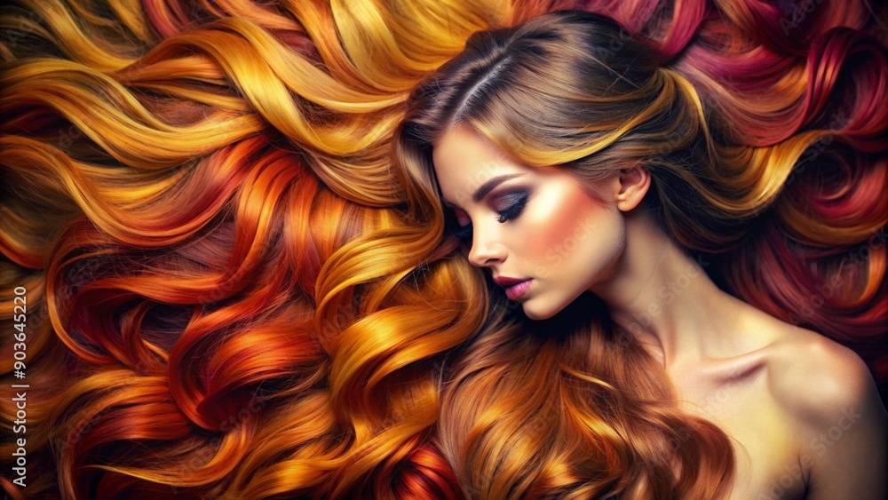Naklejka premium Beautiful model girl with shiny ling hair