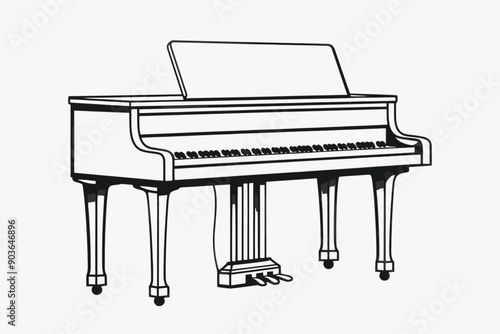 Elegant grand piano line drawing
