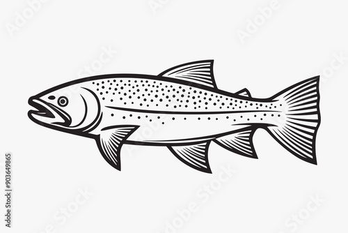 Detailed black and white fish