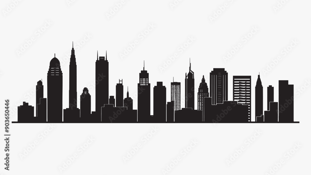 Fototapeta premium Urban skyline silhouette vector illustration