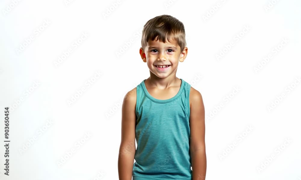 Portrait of a smiling boy on a white background. Studio shot. Portrait of a smiling boy on a white background. Studio shot.