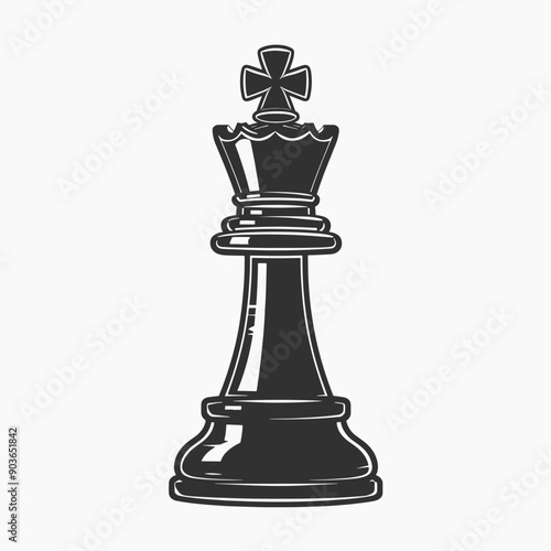 Elegant black chess king illustration
