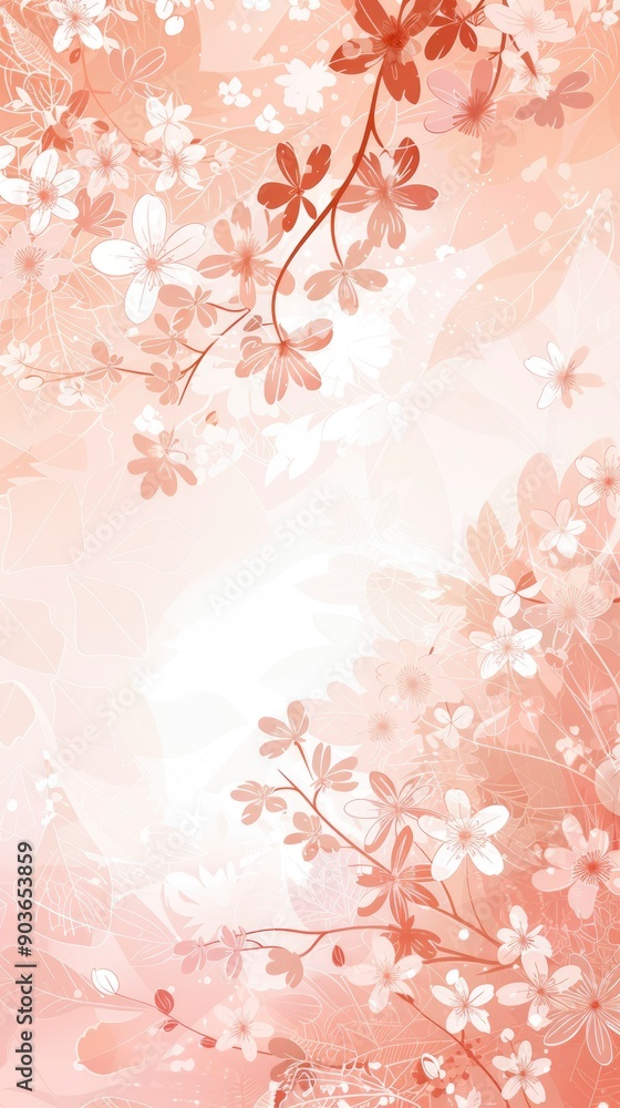 Delicate Peach and White Floral Pattern with Soft Blurred Background Delicate Peach and White Floral Pattern with Soft Blurred Background