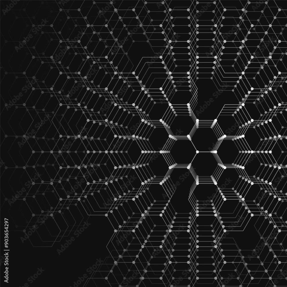 Naklejka premium Abstract background of hexagonal shapes. Vector illustration. Sketch for creativity