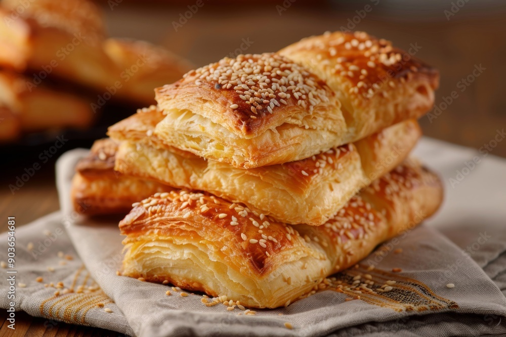 Enjoy the delightful rise of pastries topped with crunchy sesame seeds. Enjoy the delightful rise of pastries topped with crunchy sesame seeds.