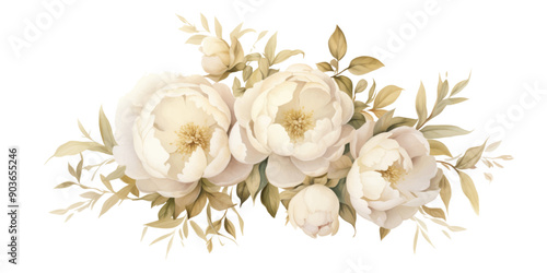 Beige Peonies Vector isolated illustration on white background Separate element to decorate wedding cards, birthday greetings, gift for favorite women