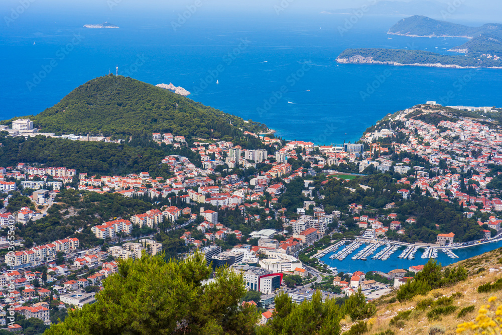 Fototapeta premium View of Dubrovnik from top of Moutain Srd in Croatia