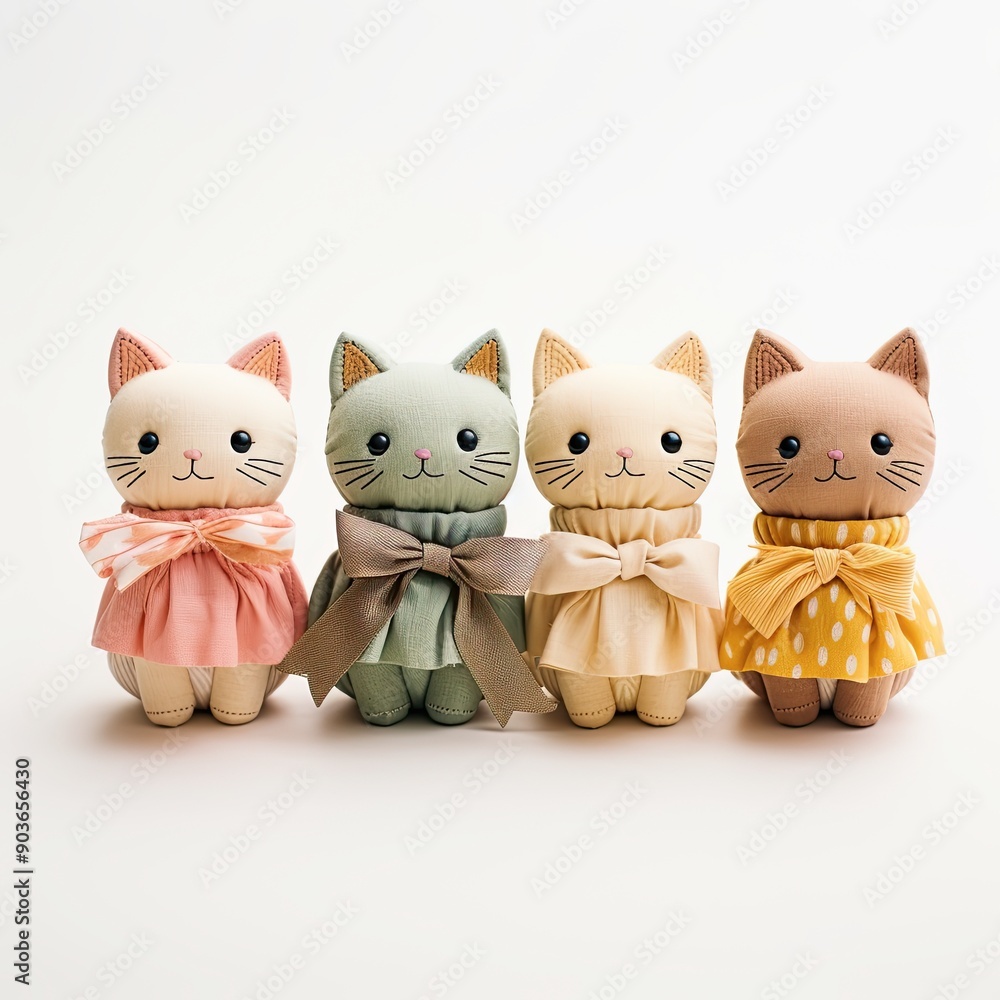 Fototapeta premium cats dolls on white background 