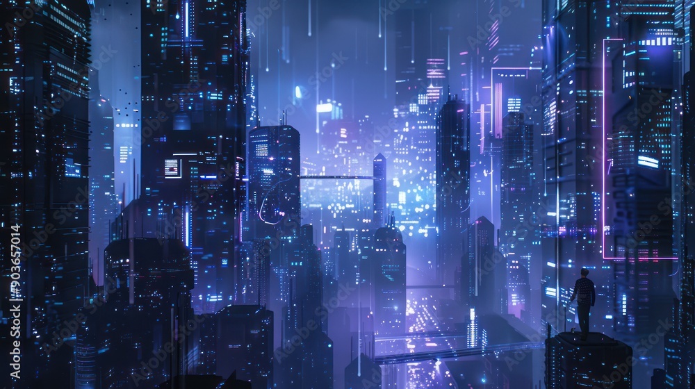 Futuristic cityscape with AI technology integrated into the environment Futuristic cityscape with AI technology integrated into the environment