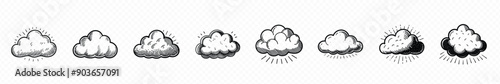 Cloud icon, cloud web icons set.  illustration of clouds collection