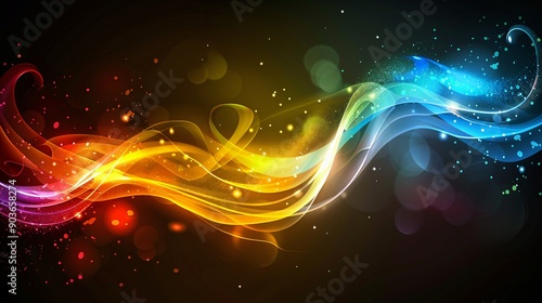 Abstract Glowing Waves With Sparkle Effect