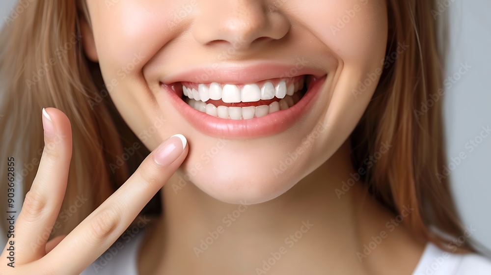 Close up of a woman smiling with her white teeth. Her skin is clean and she appears to be happy and healthy. Close up of a woman smiling with her white teeth. Her skin is clean and she appears to be happy and healthy.