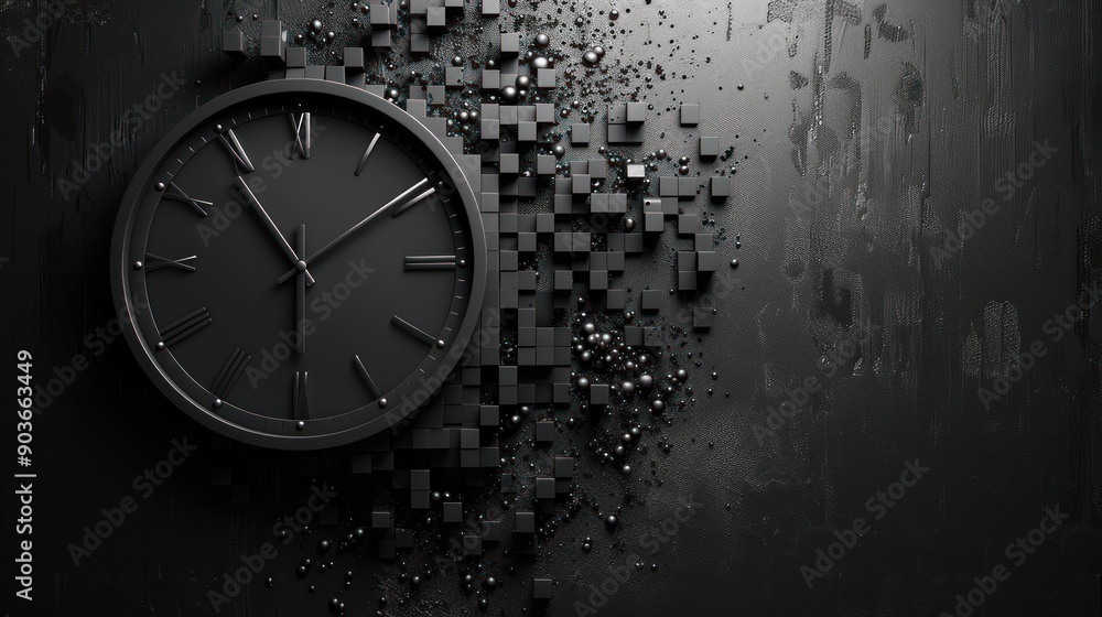 custom made wallpaper toronto digitalBlack and White Clock with Abstract Background