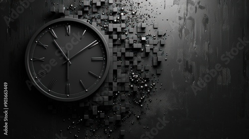 Wallpaper Mural Black and White Clock with Abstract Background Torontodigital.ca