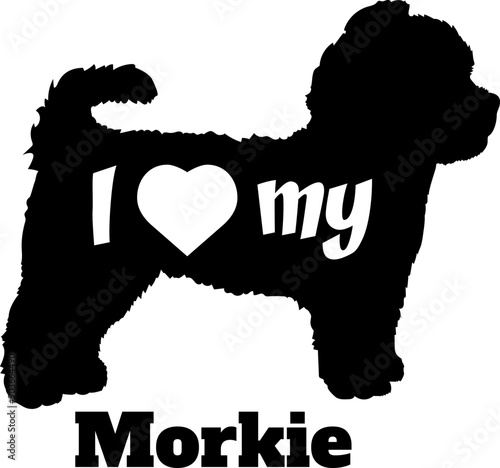 I love my Morkie. Dog silhouette dog breeds logo dog monogram vector