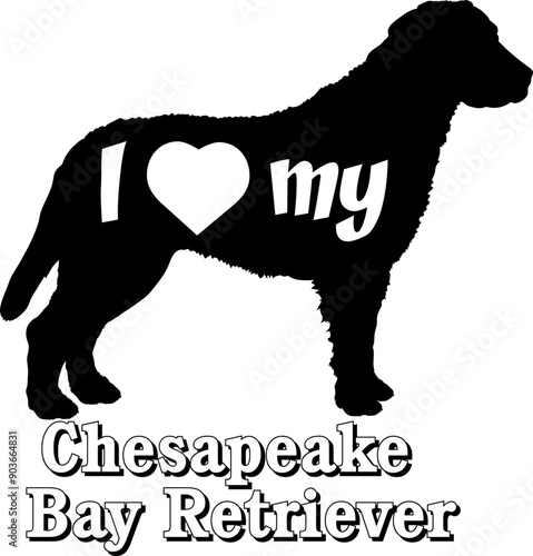 Chesapeake Bay Retriever I love my Dog silhouette dog breeds logo dog monogram vector