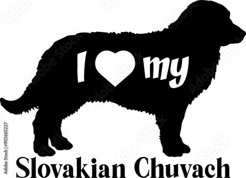 I love my Slovakian Chuvach. Dog silhouette dog breeds logo dog monogram vector photo