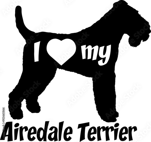 I love my Airedale Terrier  Dog silhouette dog breeds logo dog monogram vector