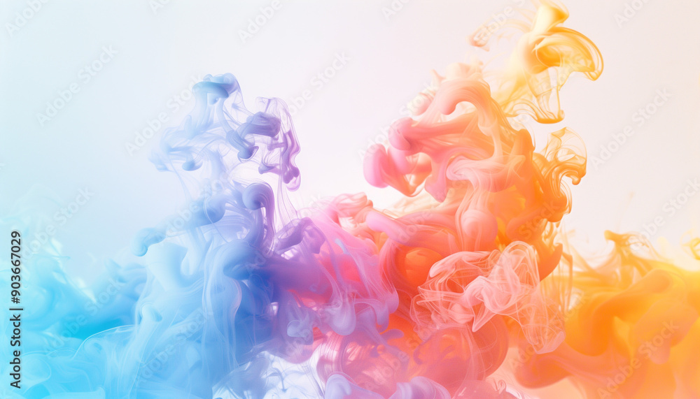 Vivid and ethereal swirls of colorful ink blending seamlessly in a captivating abstract art piece with an airy, light background. Vivid and ethereal swirls of colorful ink blending seamlessly in a captivating abstract art piece with an airy, light background.