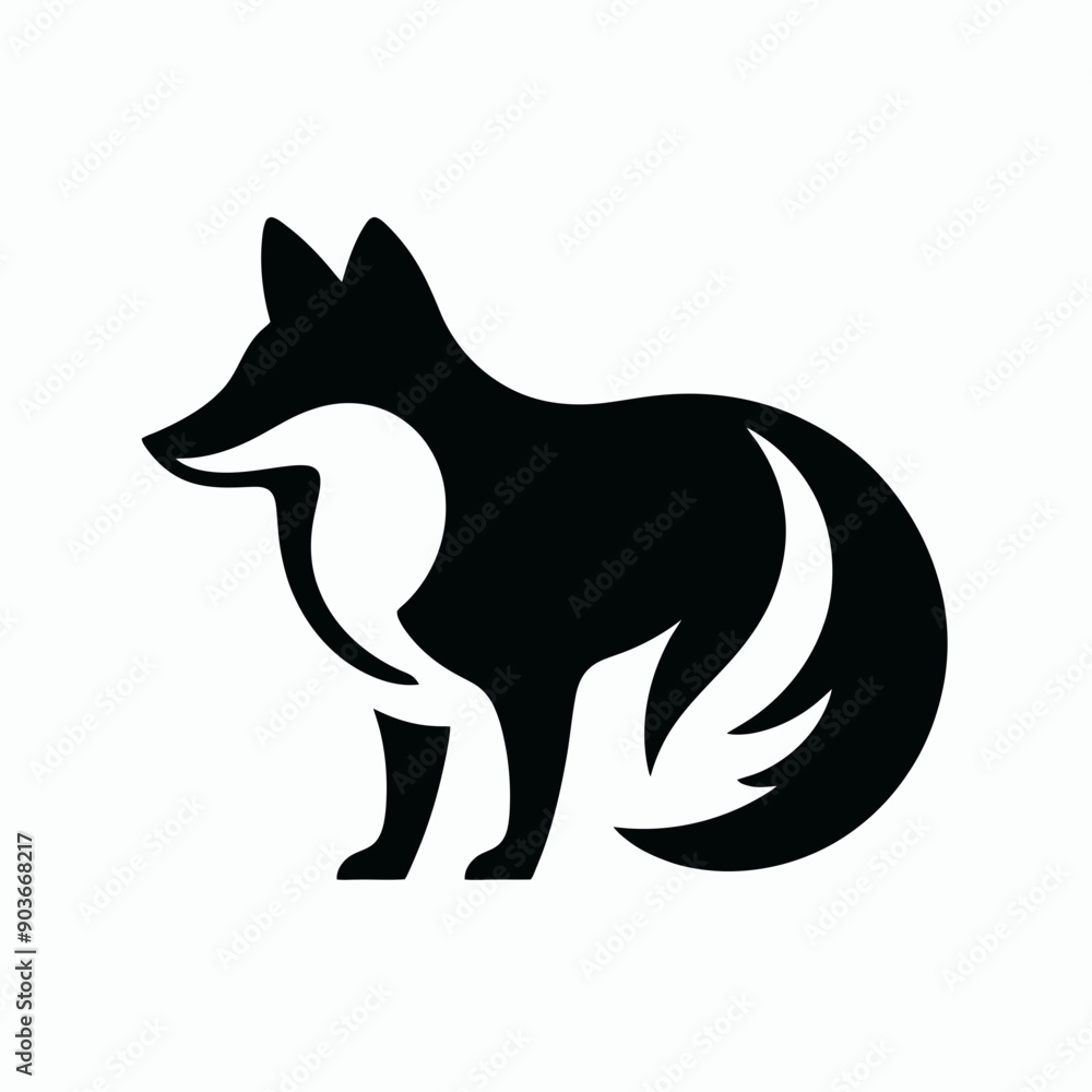very simple and single fox silhouette white background very simple and single fox silhouette white background
