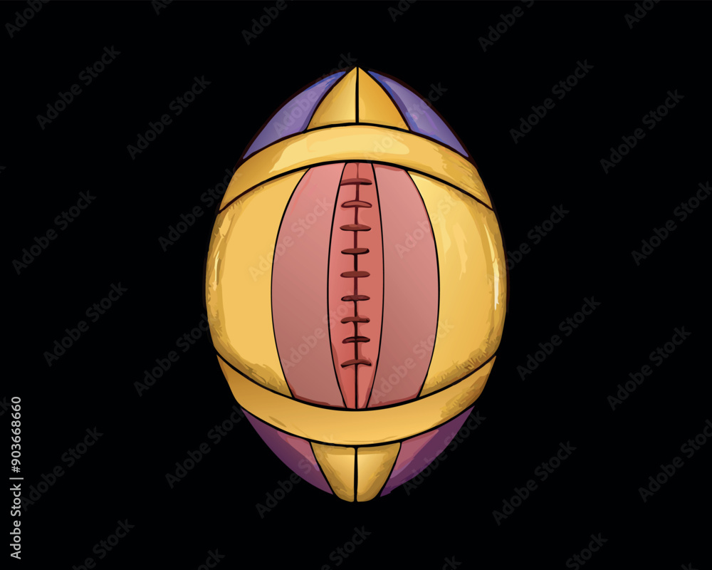 Fototapeta premium American rugby ball icon of color style design vector template