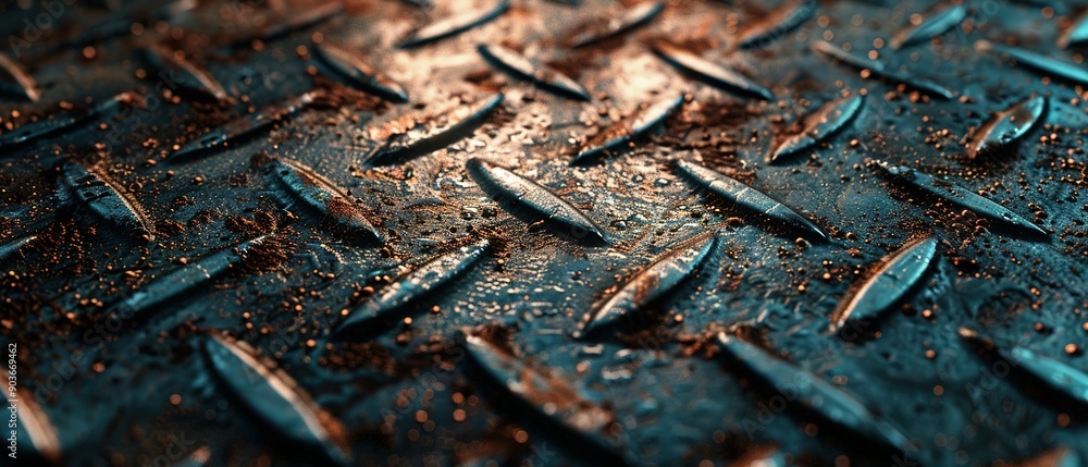 Close-up of a Rusty and Weathered Diamond Plate Surface Close-up of a Rusty and Weathered Diamond Plate Surface