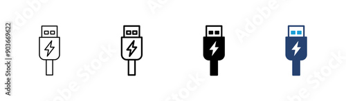 Usb icon set. Flash disk icon vector