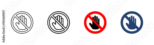Stop icon set. stop road sign. hand stop icon vector