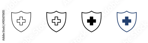 Health insurance icon set. Insurance health document icon