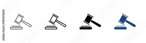Gavel icon set. judge gavel icon vector. law icon vector. auction hammer