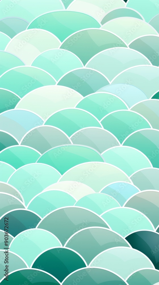 Fototapeta premium A soothing pattern of overlapping waves in teal and green creates a calming backdrop for various decorative uses