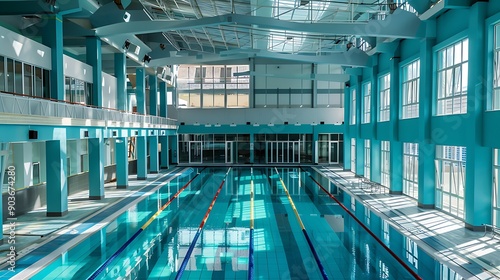 View from tribune of swimming pool in the sport center