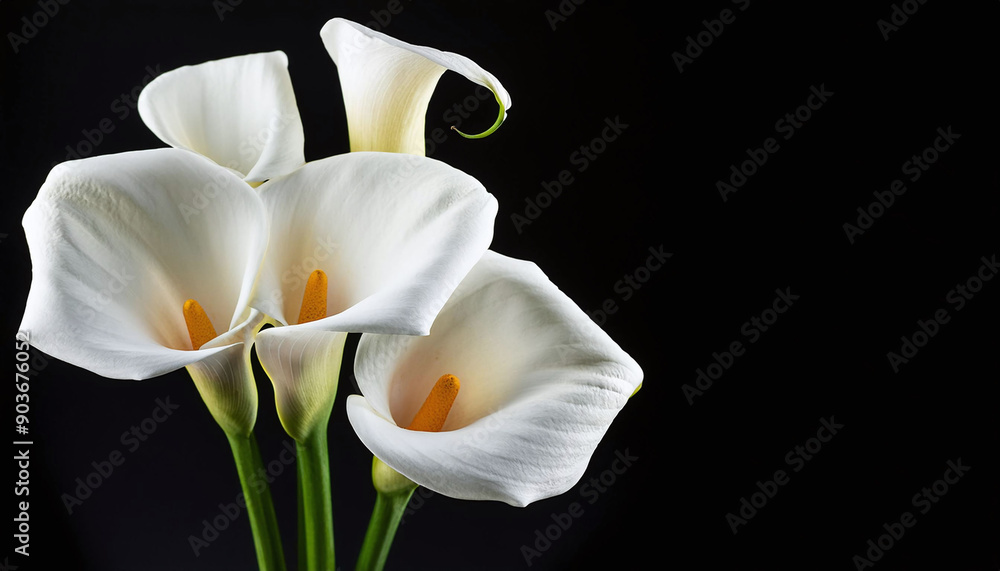call lily flowers isolated on black call lily flowers isolated on black