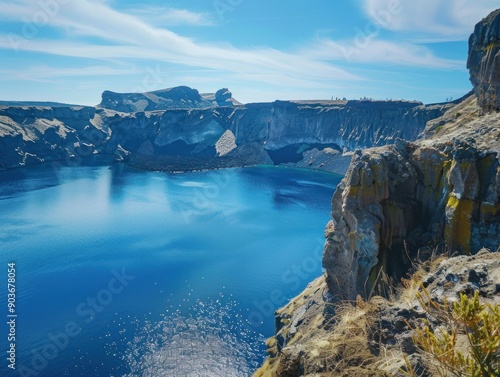 Wallpaper Mural Volcanic Crater Lake with a Scenic View Torontodigital.ca