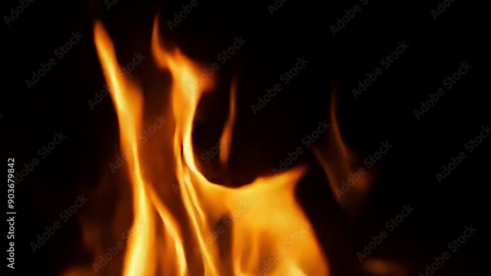 Peaceful fire burning quietly with soft flames isolated on a pitch-black background Peaceful fire burning quietly with soft flames isolated on a pitch-black background