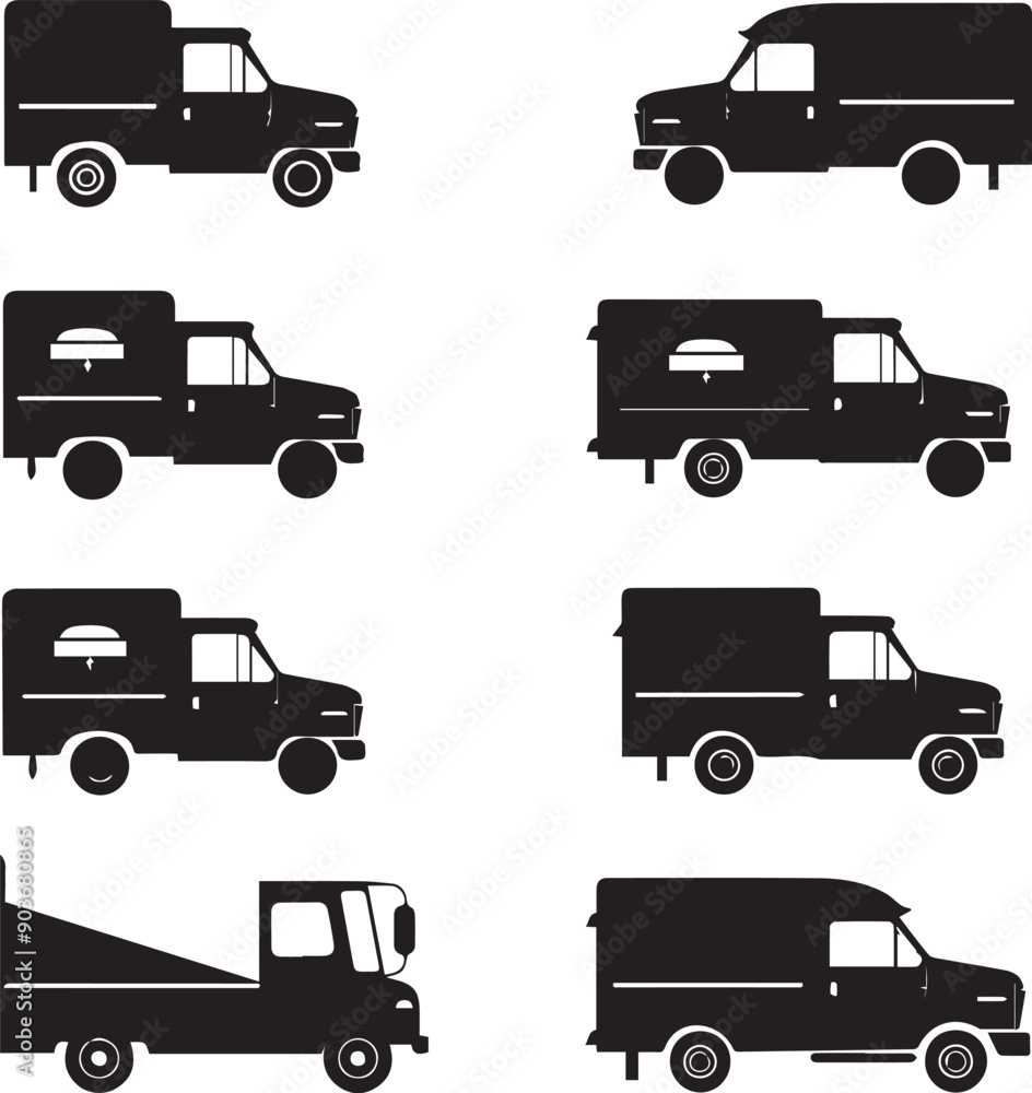 Transport van Minimalist Black Silhouette Vector Collection
