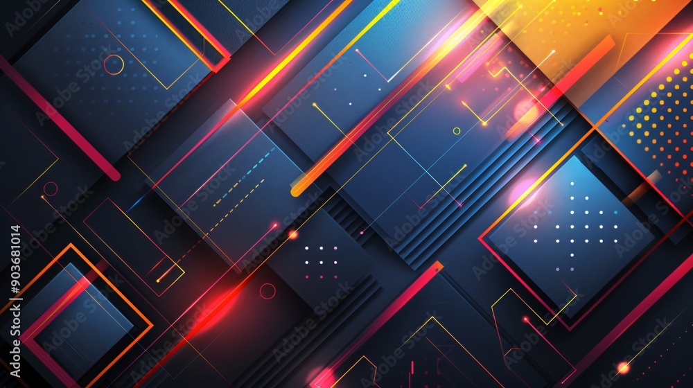 Abstract Geometric Design with Vibrant Colors and Glow Effects Abstract Geometric Design with Vibrant Colors and Glow Effects