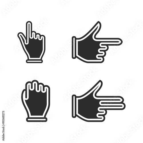 Hand gestures line icons, Included icons as fingers interaction, forefinger point.