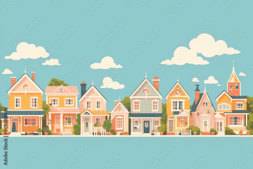 A tiny, adorable village with cobblestone streets and pastel-colored houses A tiny, adorable village with cobblestone streets and pastel-colored houses