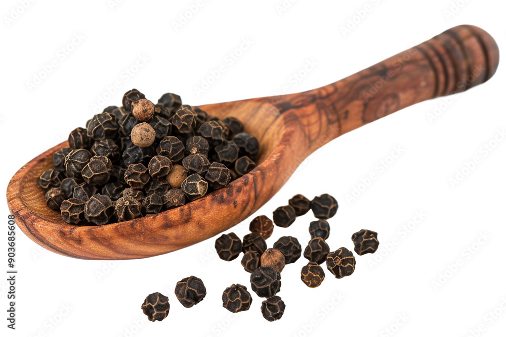 Black pepper on wooden spoon Black pepper on wooden spoon