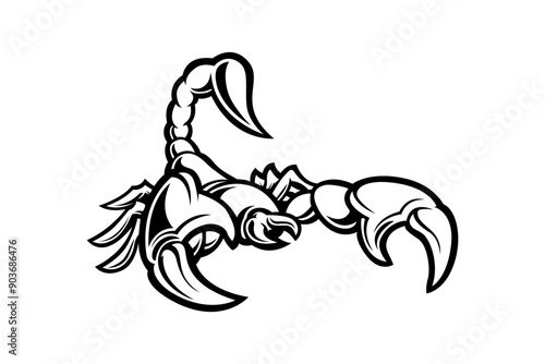 black and white scorpion mascot illustration image