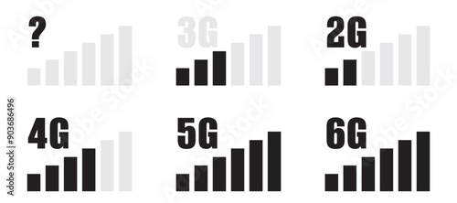 Signal level icon set. Phone connection symbol collection. Wireless, network level icons. Vector