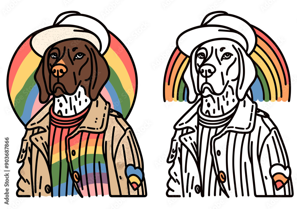 German Shorthaired Pointer Dog With LGBTQ Rainbow Pride Flag Funny Pround Mom Dad of Gay Lesbian Ally Vector svg Clipart German Shorthaired Pointer Dog With LGBTQ Rainbow Pride Flag Funny Pround Mom Dad of Gay Lesbian Ally Vector svg Clipart
