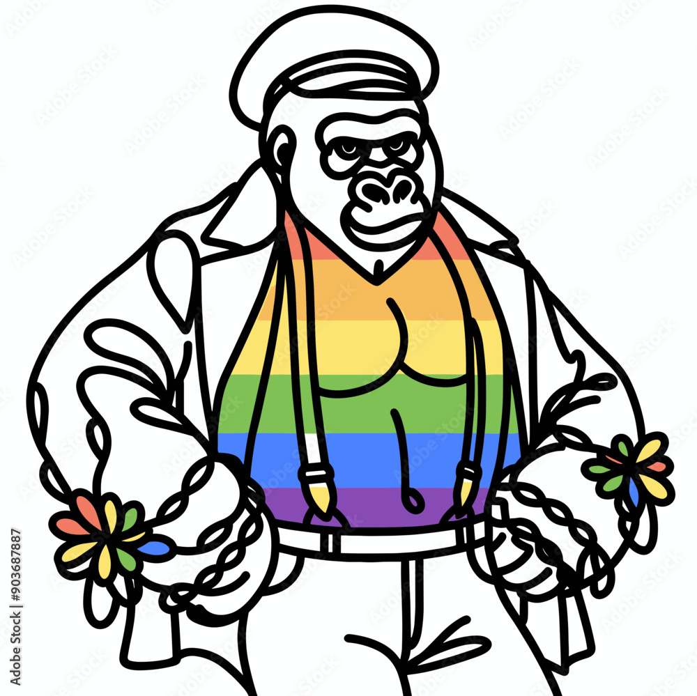 Gorilla With LGBTQ Rainbow Pride Flag Funny Pround Mom Dad of Gay Lesbian Ally Vector svg Clipart Gorilla With LGBTQ Rainbow Pride Flag Funny Pround Mom Dad of Gay Lesbian Ally Vector svg Clipart