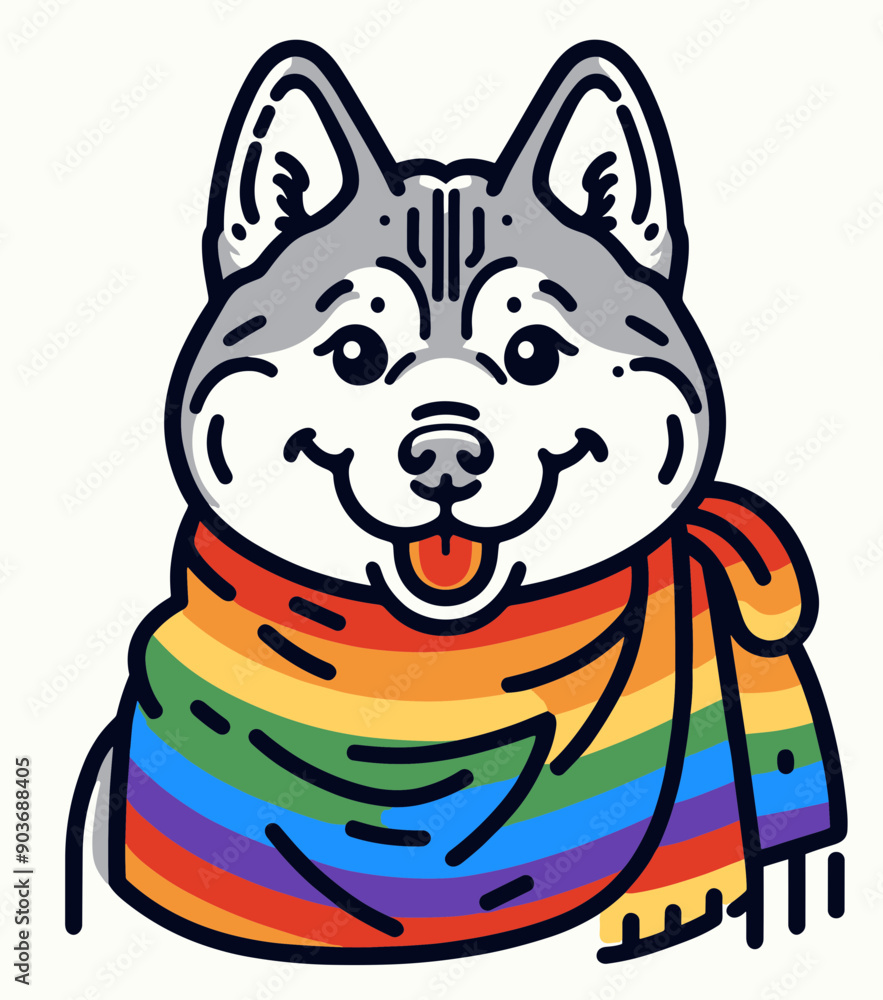 Siberian Husky Dog With LGBTQ Rainbow Pride Flag Funny Pround Mom Dad of Gay Lesbian Ally Vector svg Clipart Siberian Husky Dog With LGBTQ Rainbow Pride Flag Funny Pround Mom Dad of Gay Lesbian Ally Vector svg Clipart