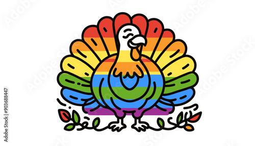  Turkey With LGBTQ Rainbow Pride Flag Funny Pround Mom Dad of Gay Lesbian Ally Vector svg Clipart  