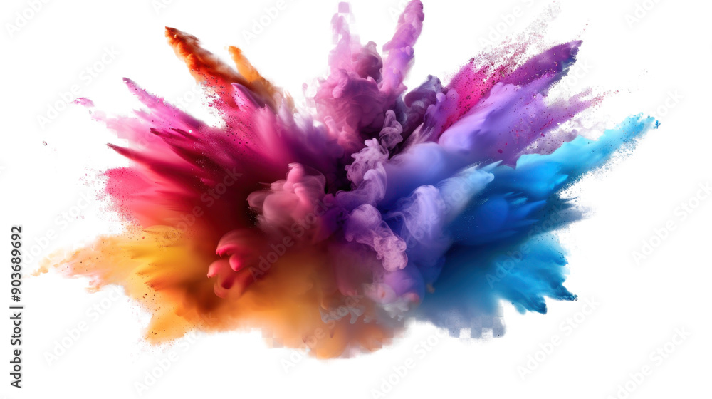 Fototapeta premium Colorful powder color abstract splash on transparent background