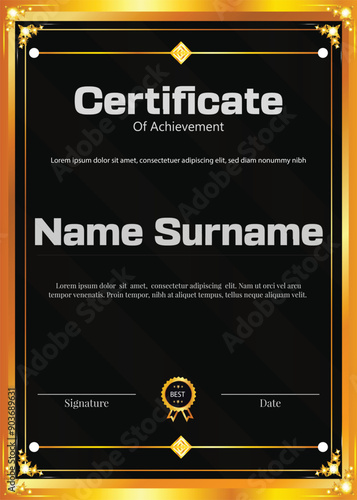 black certificate new golden design 