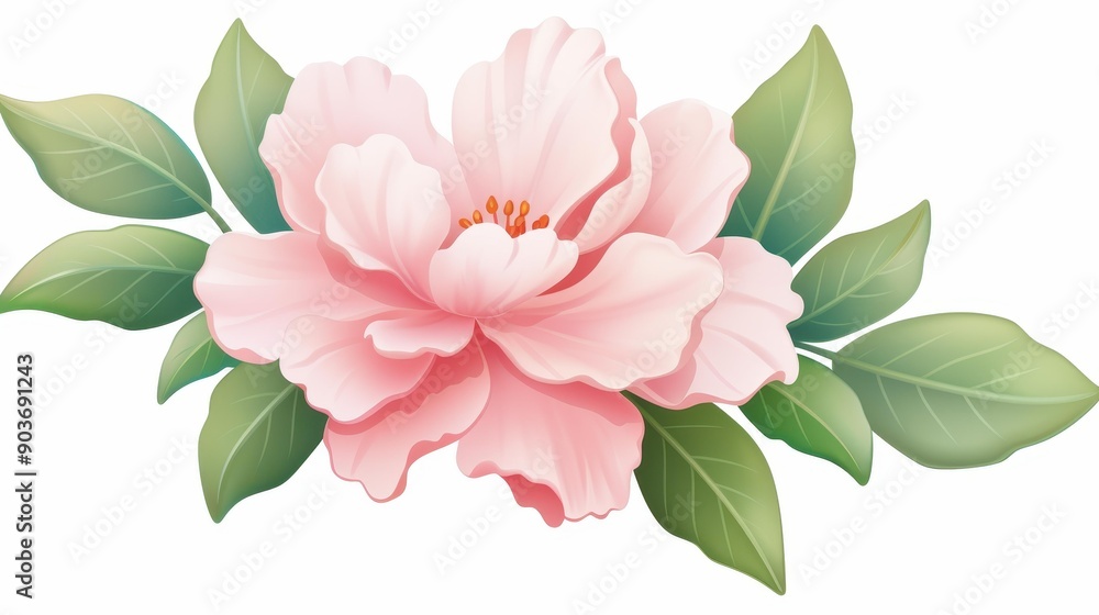 Elegant peony flower depicted in delicate pink watercolor with intricate layered petals. Elegant peony flower depicted in delicate pink watercolor with intricate layered petals.