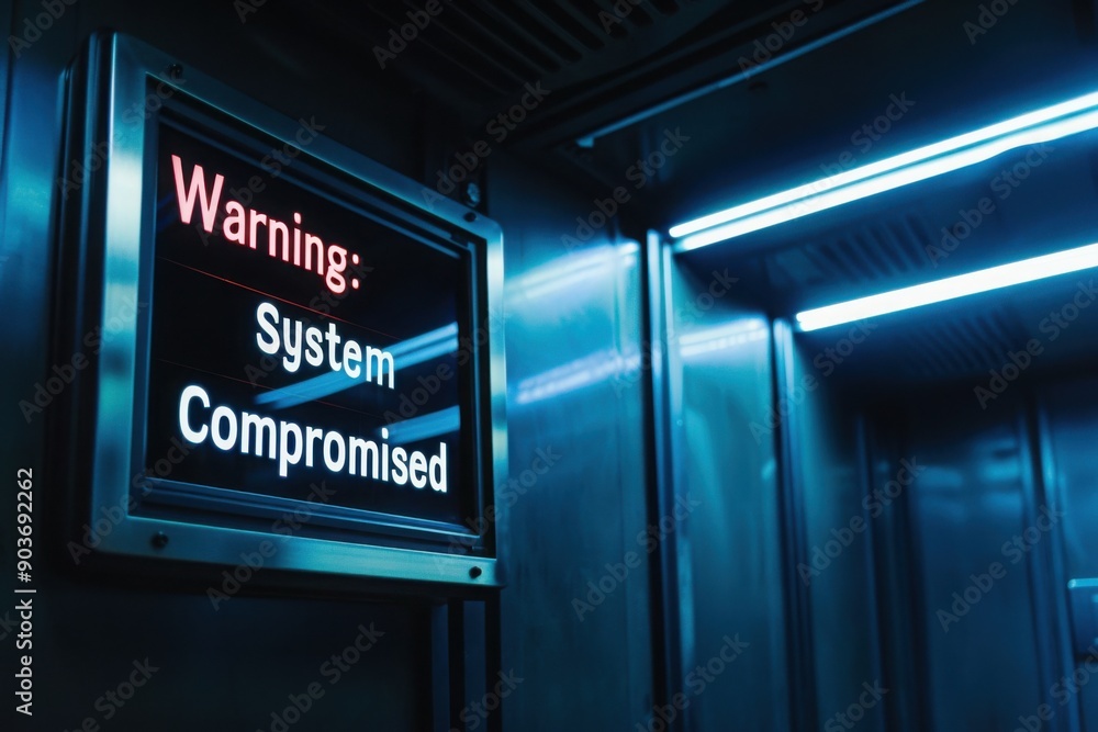 System Compromised Warning in Industrial Hallway System Compromised Warning in Industrial Hallway